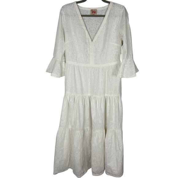 Le Sirenuse Taxi Bella Maxi Dress Embroidered Tiered Garden Summer Boho Party S - Picture 2 of 9